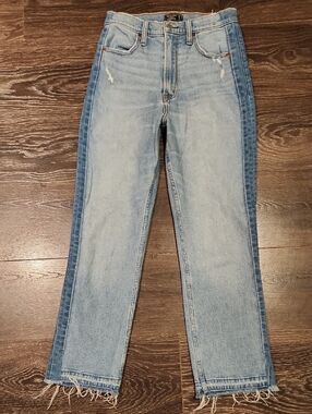 ❤️ NWOT! ABERCROMBIE & FITCH ZOE NATURAL RISE ANKLE STRAIGHT JEANS, SPLICED, 4
